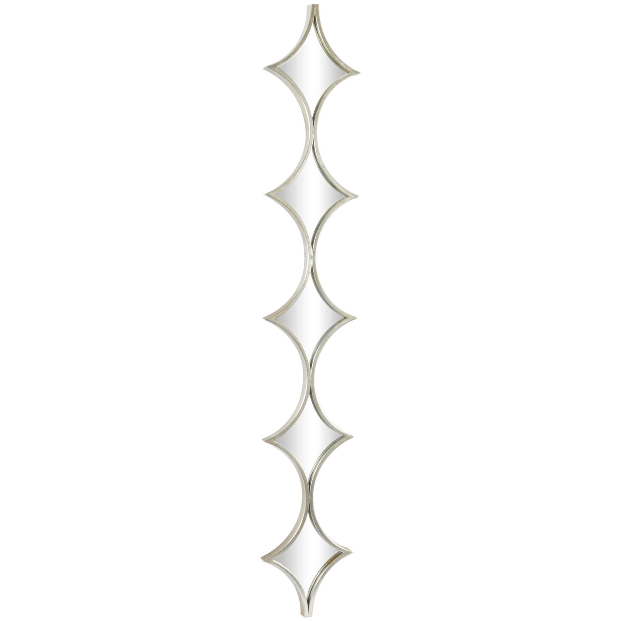 Silver Metal Slim Stacked Chain 5 Layer Wall Mirror with Half Moon Pattern 8" x 1" x 59"